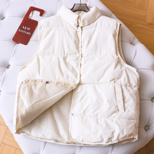简约百搭纯色立领夹棉加厚保暖马甲2025冬季新款女装马夹坎肩Q369