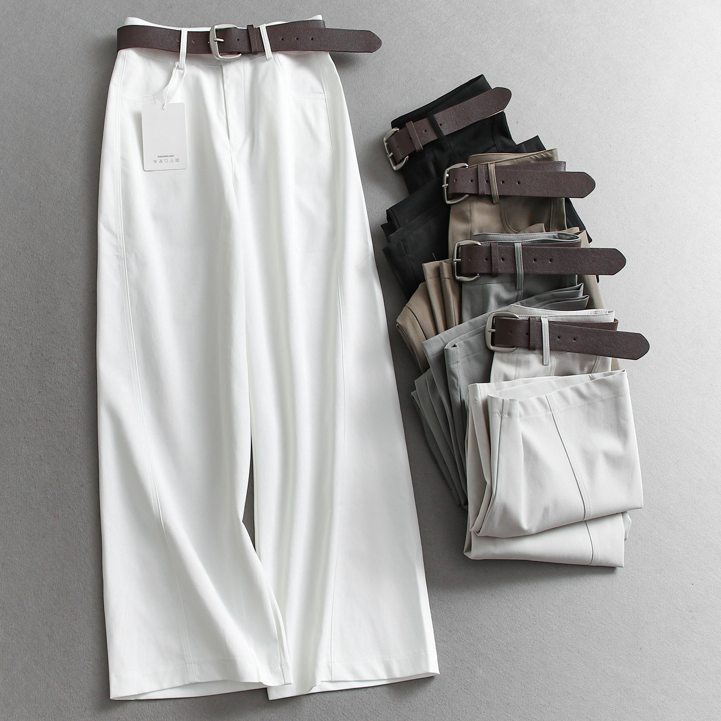 「配腰带」复古纯色慵懒宽松显瘦宽松直筒裤阔腿裤女裤休闲裤W058,女装/女士精品,休闲裤,淘宝优惠券,粉丝福利购,淘宝优惠卷