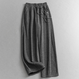 加绒加厚亲肤舒适保暖抽绳松紧腰宽松阔腿裤 Q657 通勤百搭女休闲裤
