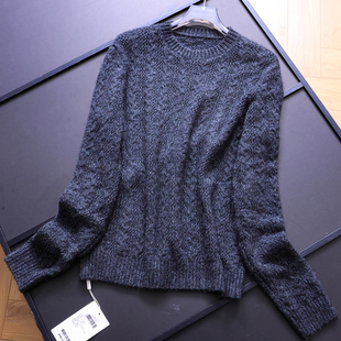 女装 纯色复古绞花宽松显瘦圆领针织线衫 长袖 新款 毛衣B382 2025秋季