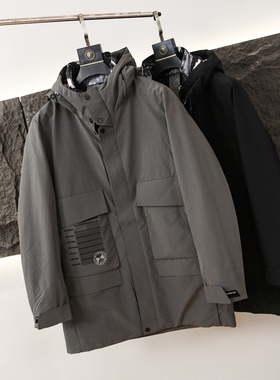 户外极寒！工装风！冬季中长款连帽防风保暖长袖男士羽绒服G294