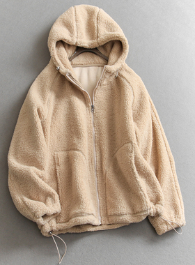 复合奥粒绒双面加绒加厚摇粒绒保暖长袖连帽百搭休闲女装外套Q894