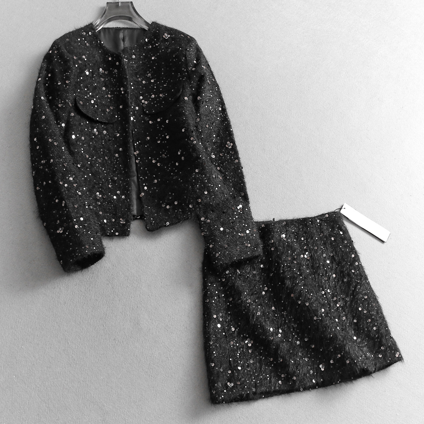 重工亮片千金小香风对称假口袋外套可配一整套A字短裙女套装Q763,女装/女士精品,时尚套装,淘宝优惠券,粉丝福利购,淘宝优惠卷