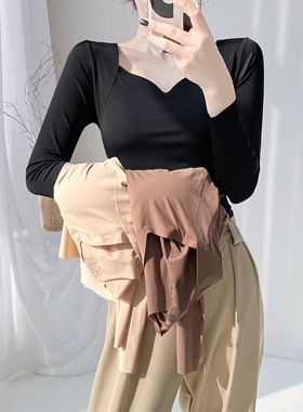 37°美肤衣长袖带胸垫保暖内衣无痕轻薄肌底衣自发热隐形秋衣J368