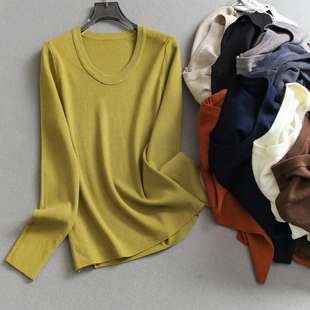 长袖 简约纯色显瘦修身 新款 2025冬季 通勤女针织毛衣M893 内搭打底衫
