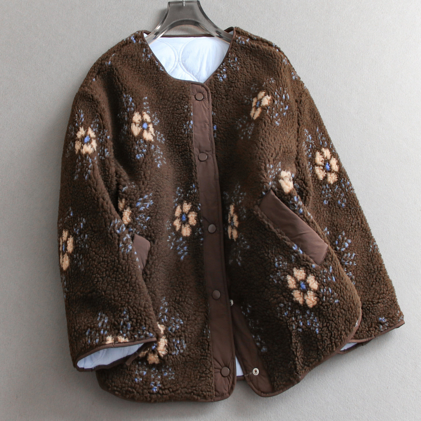 美拉德撞色碎花颗粒绒仿羊羔毛双面穿长袖夹棉保暖棉衣外套女N846,女装/女士精品,棉衣/棉服,淘宝优惠券,粉丝福利购,淘宝优惠卷