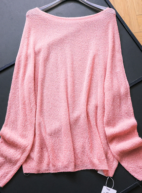 裸感云柔宽松慵懒风一字领罩衫毛衣2025秋季新款长袖女针织衫M291