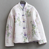 正反双面穿 新中式 国风立领复古盘扣茶服外套加厚保暖女棉衣Q231