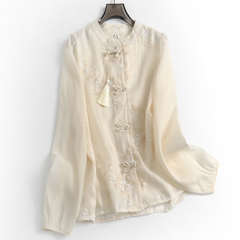 刺绣盘扣新中式国风减龄圆领衬衫