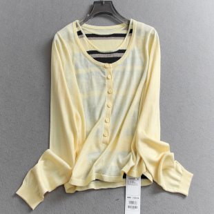 两件套女针织衫 长袖 Q753 新款 撞色条纹叠穿一整套显瘦圆领2026春季