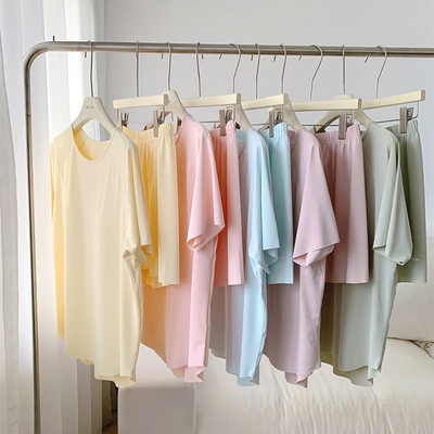 冰皮免穿bra半袖短裤家居服套装
