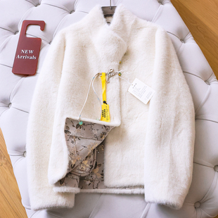 新中式国风盘扣立领仿皮毛加厚保暖环保皮草长袖女装毛毛外套M762