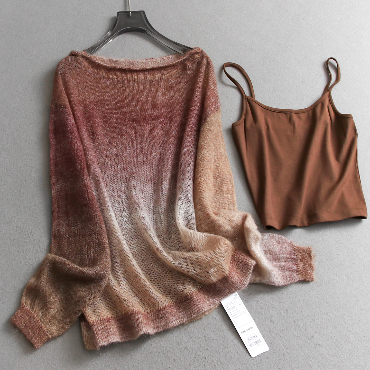 柔软马海毛渐变色宽松慵懒针织衫