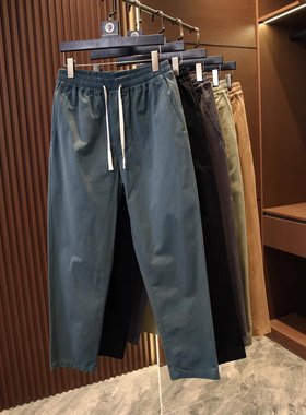 男装日系宽松工装裤抽绳松紧腰直筒裤新款百搭流行百搭休闲裤M441
