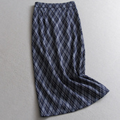 长款 复古格子高腰直筒裙显瘦包臀裙2025秋季 新款 女裙子半身裙V541