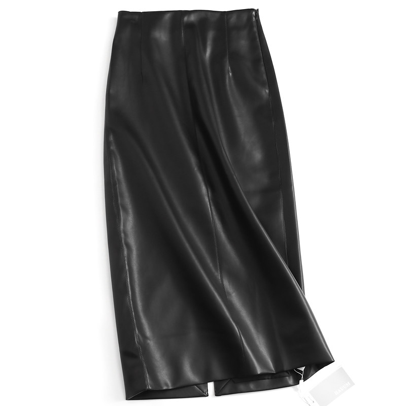 纯色显瘦修身高腰后开叉包臀裙2024秋新气质通勤皮裙半身裙女G823,女装/女士精品,半身裙,淘宝优惠券,粉丝福利购,淘宝优惠卷