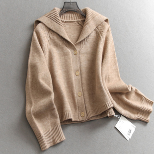 女针织衫 纯色宽松显瘦水手领纽扣式 长袖 新款 M381 门襟毛衣2025冬季