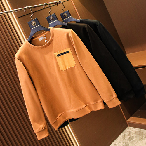 无痕拉链贴袋宽松长袖男卫衣