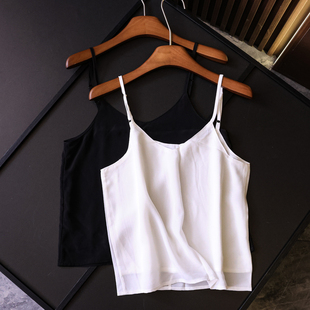 通勤百搭背心女吊带X196 新款 简约纯色显瘦V领细肩带无袖 2025夏季