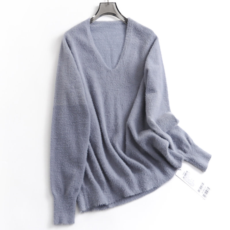 纯色软糯亲肤V领针织衫温柔毛衣