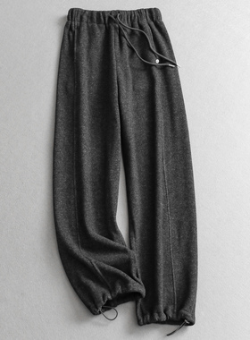 立体剪裁抽绳松紧腰加绒加厚保暖直筒休闲裤糯米裤女长裤卫裤M704