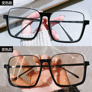 变色近视太阳镜女有度数防紫外线辐射网红显瘦墨镜圆脸男大框眼睛