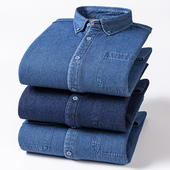 衬衫 秋冬85%棉牛仔保暖衬衣休闲 男加绒加厚牛仔长袖 保暖上衣外套