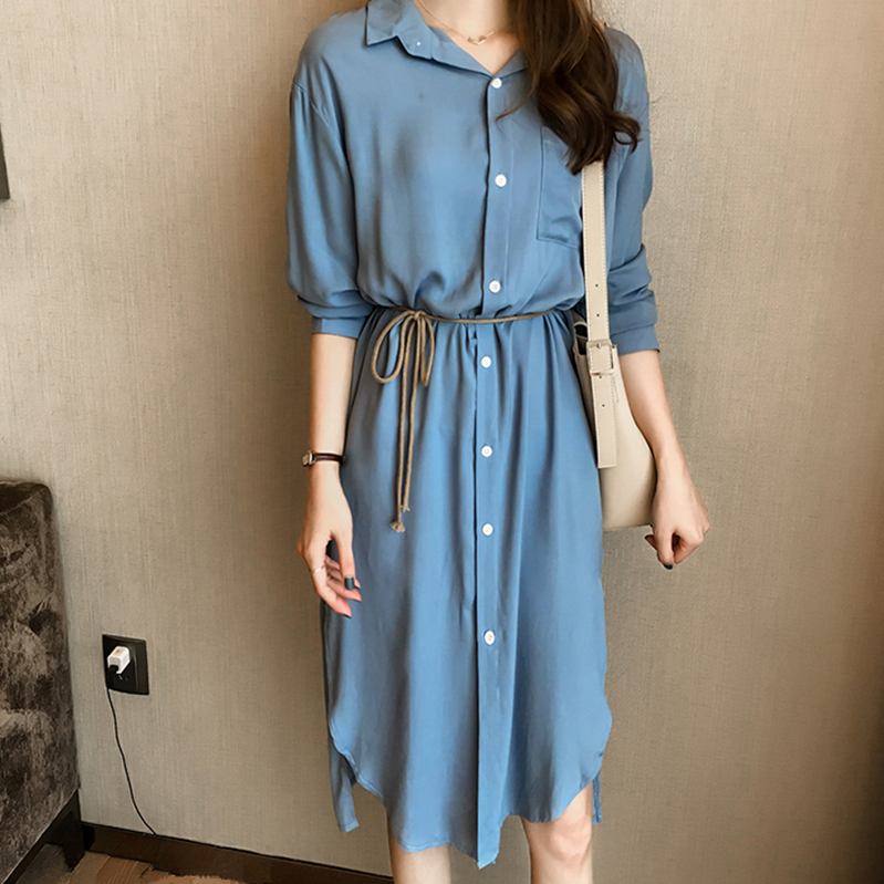 Oversize women's fat autumn long sleeve T-shirt women's middle length top shows thin temperament to match dress