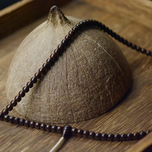 头货原生态印尼椰蒂108颗佛珠老型桶手串原色男文玩项链圆珠直切