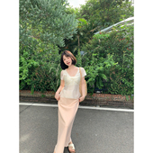 桃桃奶昔 女装 夏气质法式 显瘦时尚 百搭长半裙 小众修身 板栗西西