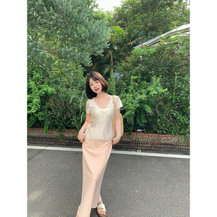 桃桃奶昔 女装 夏气质法式 显瘦时尚 百搭长半裙 小众修身 板栗西西