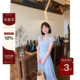 法式 板栗西西 三色 甜美V领碎花收腰夏日巨好看连衣裙女小个子