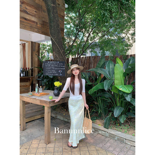板栗西西【盛夏风情2】法式度假风碎花半身裙夏高腰包臀鱼尾长裙