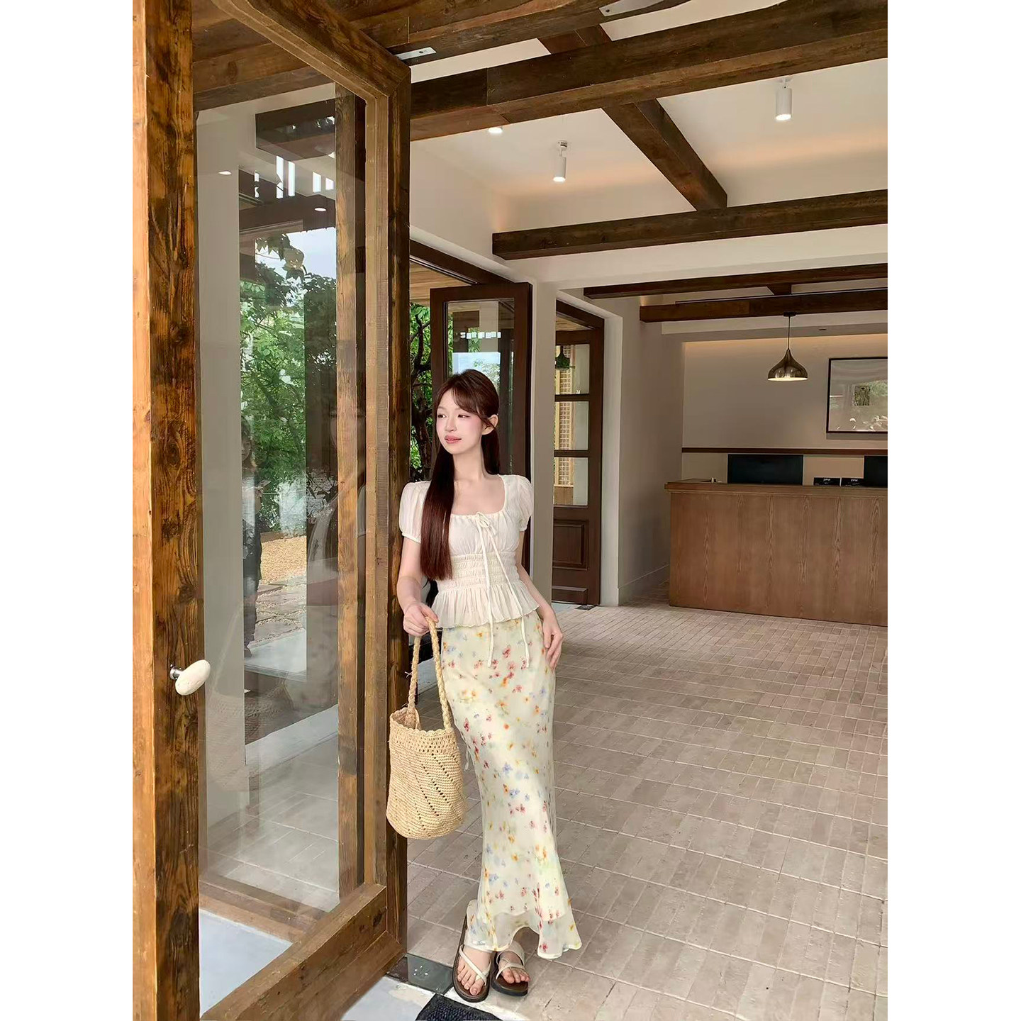 板栗西西【轻语碎梦】时尚碎花鱼尾半身裙新款中腰显瘦女夏