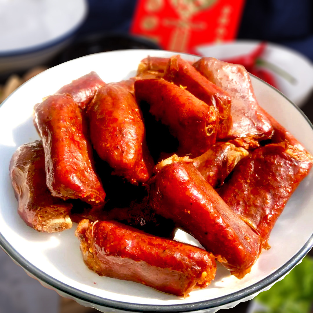 重庆特产烟熏麻辣排骨香肠500g 正宗农家腊味五香排骨腊肠腊肉