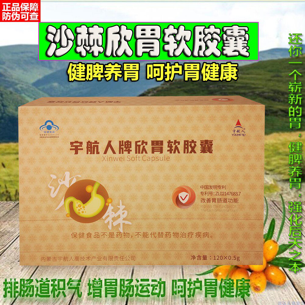 沙棘欣胃软胶囊 修复胃肠道粘膜 呵护胃健康食用沙棘籽油2瓶120粒