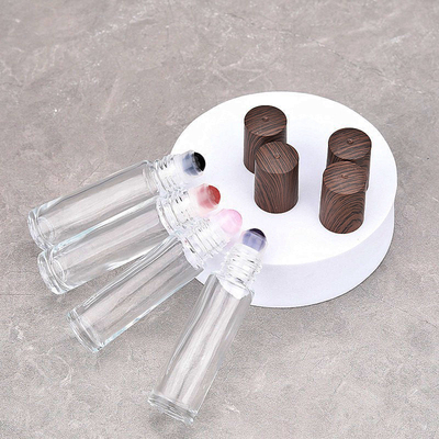 10ml透明玻璃滚珠瓶塑料木纹盖精油玉石头走珠瓶化妆品小样分装瓶