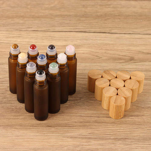 10ml茶色磨砂避光滚珠瓶玉石滚珠头加厚玻璃香水分装瓶精油走珠瓶