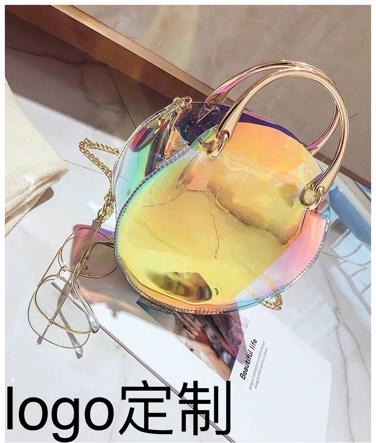女士手提包包镭射炫彩果冻包休闲透明小单肩包新款时尚潮流斜挎包