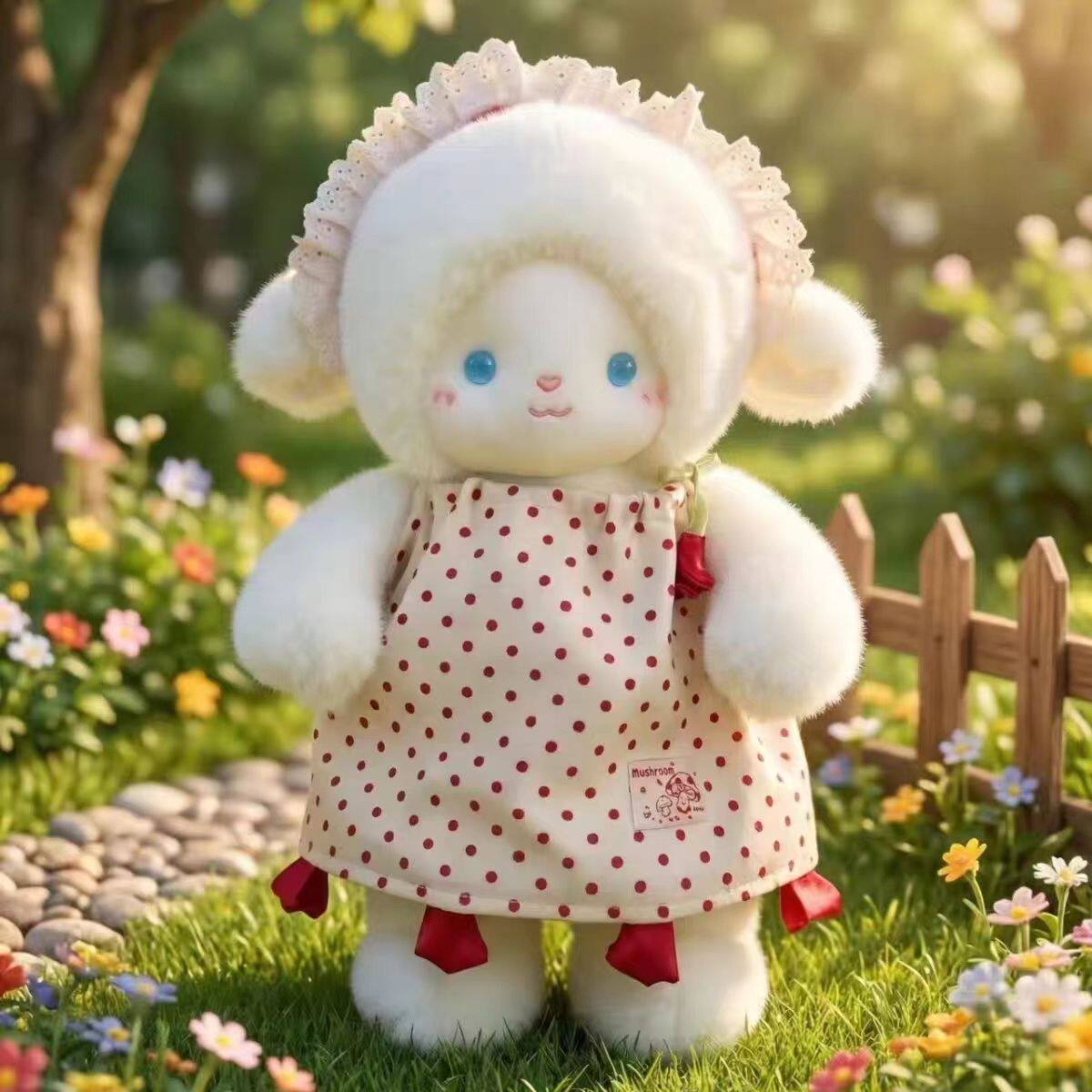 可爱娃娃波点蕾丝裙公仔小羊