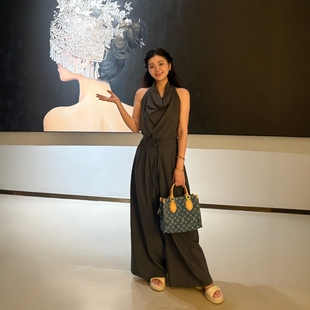 显瘦背心宽松灰色阔腿裤 朵妈自留气质无袖 两件套3036 花生女郎