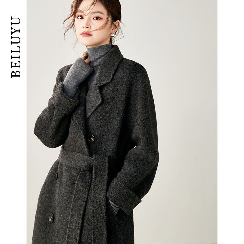 羊毛长款高端过膝修身毛呢大衣