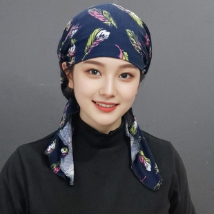 春秋薄款遮白发帽子女款2025新款时尚洋气加大发带帽头巾女包头帽