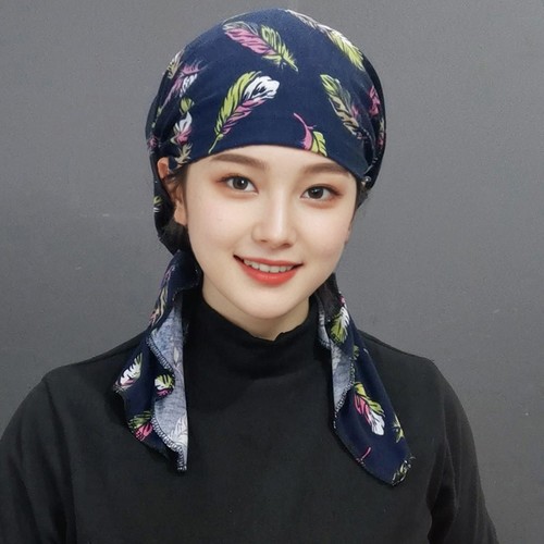 春秋薄款遮白发加大发带包头帽