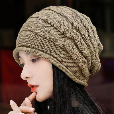秋冬帽子女保暖洋气时尚百搭针织冷帽2025新款堆堆帽头巾包头帽女