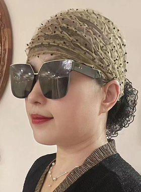 网纱蕾丝包头帽春秋帽子女优雅