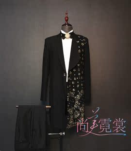 青果领西服晚礼服模特T台走秀歌手独唱演出服 北京出租赁男士 长款