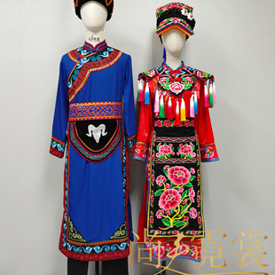 《北京出租》五十六个民族羌族男女盛装婚服走秀旅拍舞台表演服装