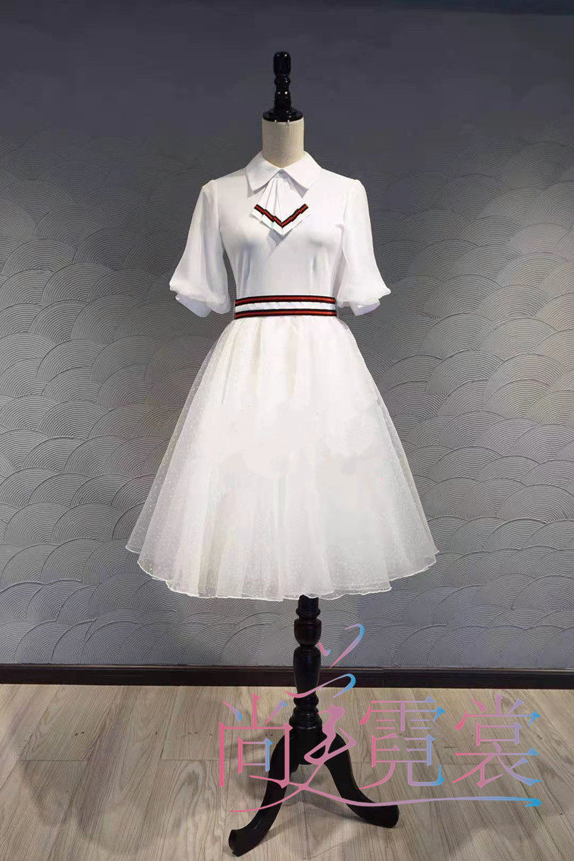 出租白色现代舞裙六一儿童节中小学生合唱诗朗诵中长礼服制服裙