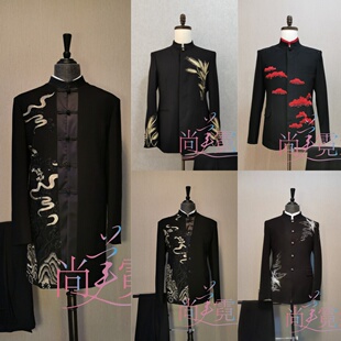 【北京出租】男士绣龙中山装中华立领修身中式西服民乐团演奏礼服